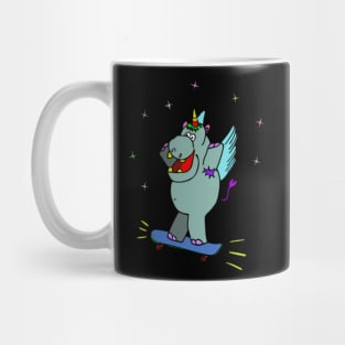 Hippo Unicorn Skateboard fun cute kids positivity Mug